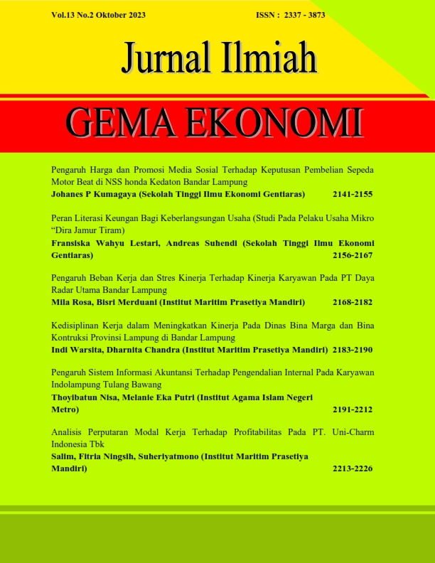 					Lihat Vol 13 No 2 Oktober (2023): Jurnal Ilmiah Gema Ekonomi
				